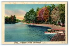 c1930's Lake Maranacook View Boat Scene Winthrop Maine ME Vintage  Postcard picture