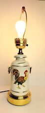 Vintage 1950's Porcelain Lamp With Hand Painted Rooster 3-way Switch picture