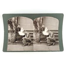 Plymouth Connecticut Family Stereoview c1902 Front Porch House Photo Card A1901 picture