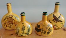 Four Vintage Painted Bottles, Birds, Flowers, Asian, Yellow picture