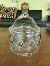 Vintage Glass Atomic MCM Apothecary Lidded Jar 6” picture