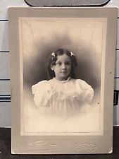 c1880 Cute Little Girl Pigtails Malden Massachusetts MA Barentzen Cabinet Card picture
