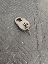 Vintage Antique 4 Inch lever lock and  Key - Works picture
