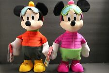 2 pcs Holiday Christmas Singing Mickey/Minnie Mouse Plush Set DECK THE HALLS SkI picture