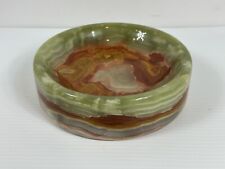 Large MCM VTG Onyx Green Alabaster Marble Carved Stone Ashtray Coin Dish 7” picture