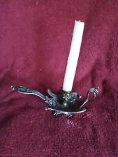 Vintage Ornate Cast Brass Peacock Bird Candlestick picture