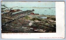 Pre-1906 AERIAL VIEW FROM MASONIC TEMPLE CHICAGO TRAINS RAILROAD YARD POSTCARD picture