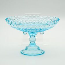 Vtg Adams & Co. Ice Blue Footed Compote Dish Aqua EAPG Thousand Eyes Sensation picture
