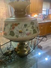 Vintage Gone With The Wind Ceiling Hanging Hurricane Lamp Hand Painted Electric  picture