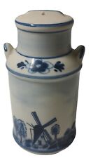 Vintage Delft Blue Elesva Porcelain Milk Can Salt Shaker 1960s Hand Painted picture