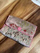 Chinese Brocade Embroidered Jewelry Storage Pouch Vintage Pink  M Kane picture