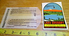 original Vintage water decal Lake gregory Crestline Ca. Lindgren -Turner Co. picture