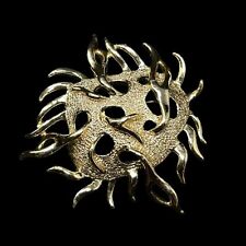 Vintage Sarah Coventry Signed 1970s Sea Urchin Gold Tone Metal Brooch Pin picture