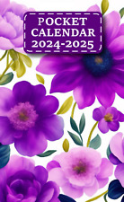 2024-2025 Pocket Calendar for Purse: Purple Floral 2 Year Monthly Planner 2024-2 picture
