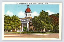 Postcard Florida Marianna FL Court House Jackson County 1940s Unposted Linen picture