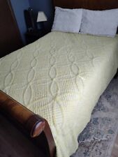 Vtg Penney's Fashion Chenille Bedspread Yellow Textured Floral Shabby Chic READ picture