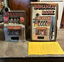 Vintage Mini Slot Machine Gambling Bonanza Bank Metal Las Vegas Nevada With Box picture