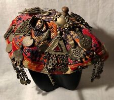 Rare Old Turkmen Afghan /Morrocan Berber Metal Charm Decorated Skull Cap Hat picture