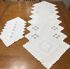 2 Pices White Vintage Table Runners Doily Needlepoint Cross Stitch  42 X 13 picture