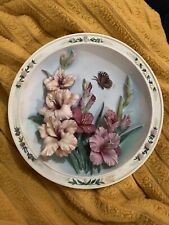 “The Gladiola Garden” Porcelain Plate by Lena Liu 1997 picture