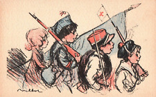 Francisque Poulbot cartoon Kids Soldiers No. 206 Paris Vintage Postcard picture