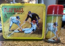 Rare 1968 Vintage MLB Play Ball KING-STEELEY LUNCHBOX THERMOS Set-Great Graphics picture