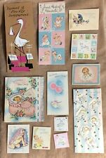 18-Vintage Baby Shower/Newborn Greeting Cards/Gift Tags - used, no envelopes. picture