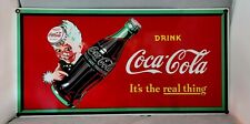 Vintage Drink Coca Cola Its Sprite Boy The Real Thing Porcelain Enamel Sign picture