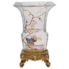 Antique Japonisme French Baccarat Glass Bronze Vase picture