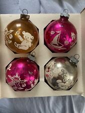 4 Vintage Shiny Brite Glass Christmas Ornaments Nursery Bear Duck Clown Toys picture