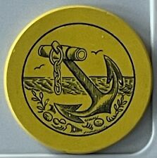 Antique Yellow Etched Anchor Clay Poker Chip picture