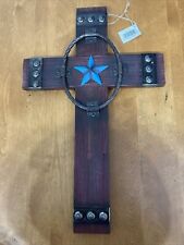 Western Rustic Texas Star Wall Hanging Cross by montana west 18”x12 brown NWB picture