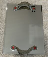 Vtg Studio Silvers Jeweled Mirror Silver Plated Red Stone Vanity Tray 16” X 12” picture