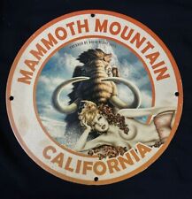 1953 VINTAGE MAMMOTH MOUNTAIN CALIFORNIA USA PINUP PORCELAIN ENAMEL GARAGE SIGN picture