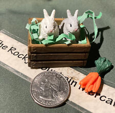 Schleich 2 tiny baby bunny rabbits & mini Nesting box/crate carrots NEW LOT/SET picture