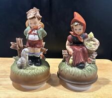 VINTAGE SET OF 2 FRED ROBERTS CO JAPAN MUSICAL TURNTABLE DECORS collectible picture
