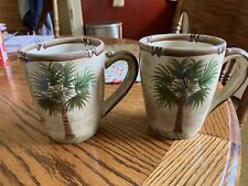 Tabletops Unlimited Bora Bora Hand Painted Set of 2 Coffee Cups Never Been Used picture
