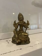 Vintage Brass Tibetan Figure Vajrasattva Goddess      4”x3” 12.5 picture