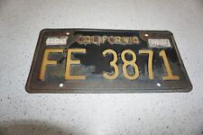 1963 Yellow on Black California License Plate oos chipping paint picture
