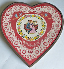 RARE Vintage Antique Heart Shape Valentine candy Box Couple Stereoscopic Viewer picture