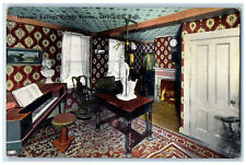 c1910 Interior Parlor Piano Statue Chimney Wright Tavern Concord MA Postcard picture