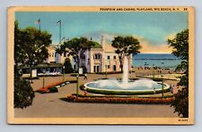 Fountain and Casino Playland Amusement Park Rye Beach New York Postcard c1948 picture