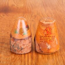 Vintage Pine Bluff Him Not Big Chief By Default Wood Salt & Pepper Shakers picture