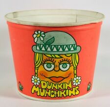 Vintage Dunkin Munchkins Donuts Pail Bucket DD Cardboard Great Colors & Graphics picture