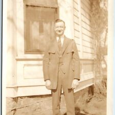 c1920s Handsome Young Man RPPC Smiling Dapper Bro Suit Real Photo Postcard A95 picture