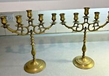 Synagogue Candelabra Matching 19th Century Brass Pair Rare Jewish Judaica Europe picture