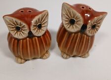 Ceramic Owl Salt & Pepper Shakers Retro Woodland Vintage MCM Cottagecore picture
