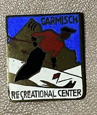 GARMISCH RECREATIONAL CENTER Vtg 1940’s Skiing Ski Pin Badge GERMANY Souvenir picture