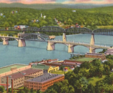 Chattanooga TN Bridge Market Walnut Street River 1930s Photo W.M. Cline Co. VTG picture