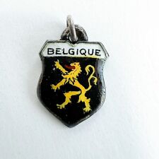 Vintage BELGIQUE Belgium Enamel Travel Souvenir Charm 800 Silver picture